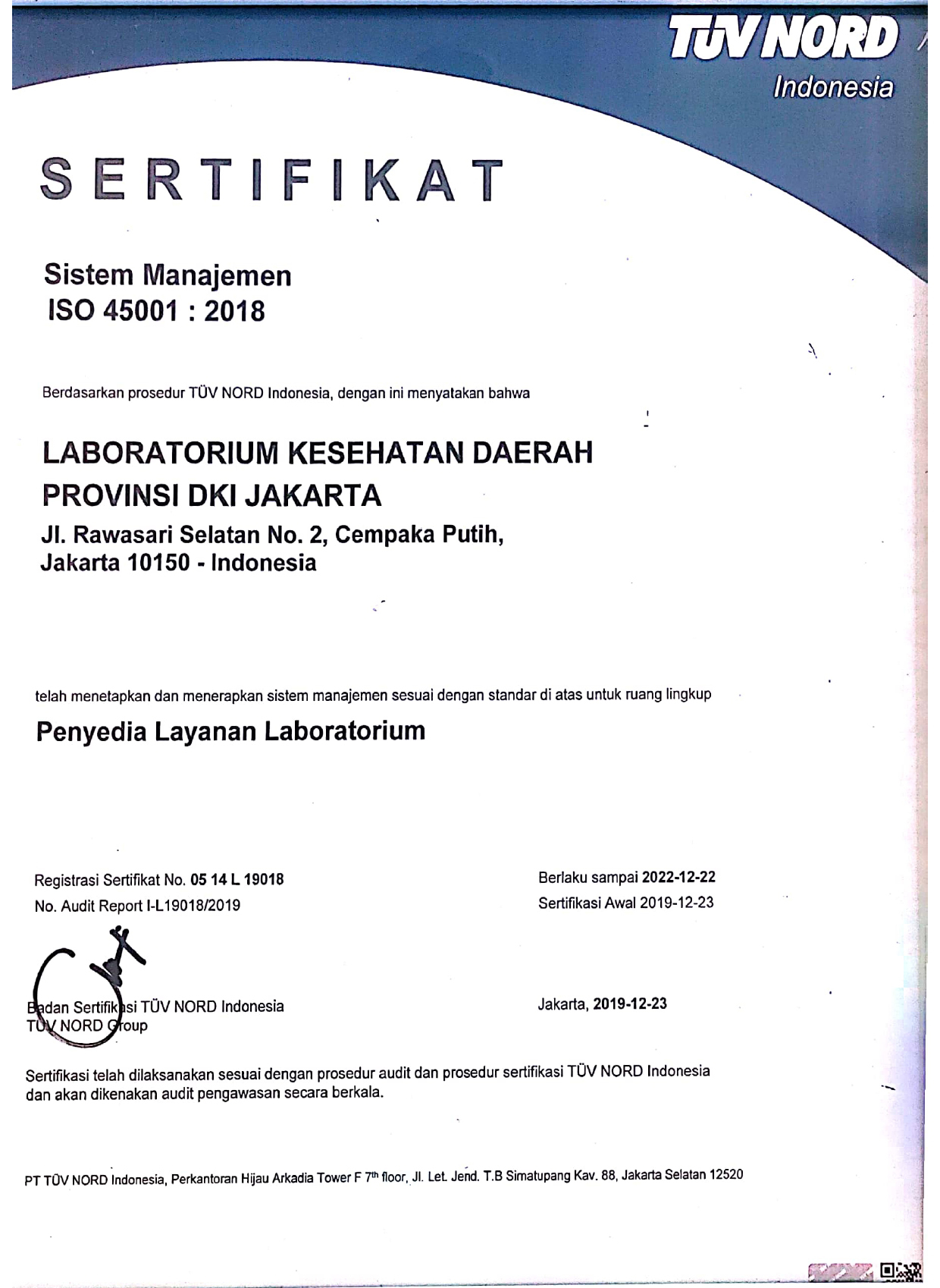 Seritifikasi ISO 45001_2018